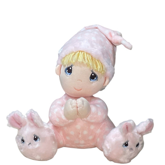 Precious Moments Prayer Girl Talking Doll Bunny Slippers Plush Aurora WORKS - Picture 1 of 14